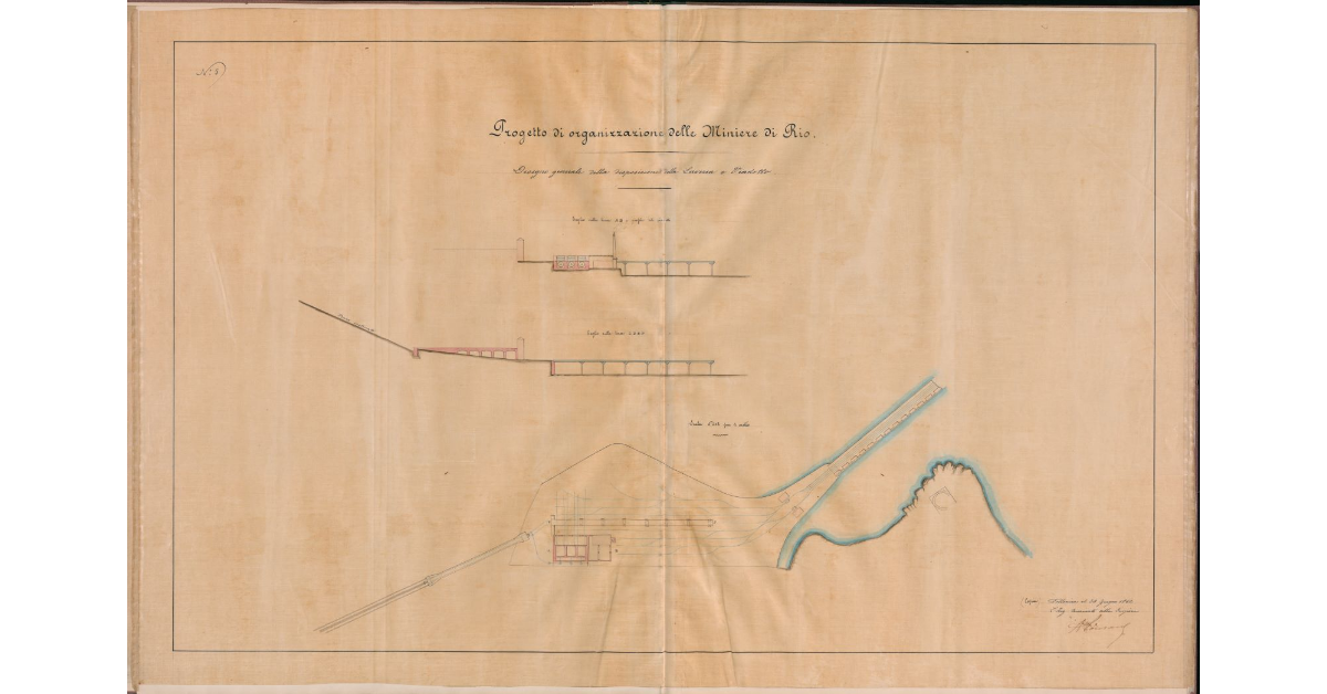 Tav.5 - Progetto di organizzazione delle Miniere di Rio. Disegno generale della disposizione della Laveria e Viadotto