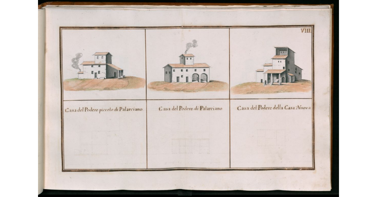 [Tav.VIII - Casa del podere piccolo di Palarciano - casa del podere di Palarciano - casa del podere della Casa Nuova]