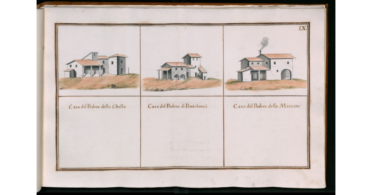 [Tav.IX - Casa del podere della Chella - casa del podere di Pontebocci - casa del podere delle Miccine]