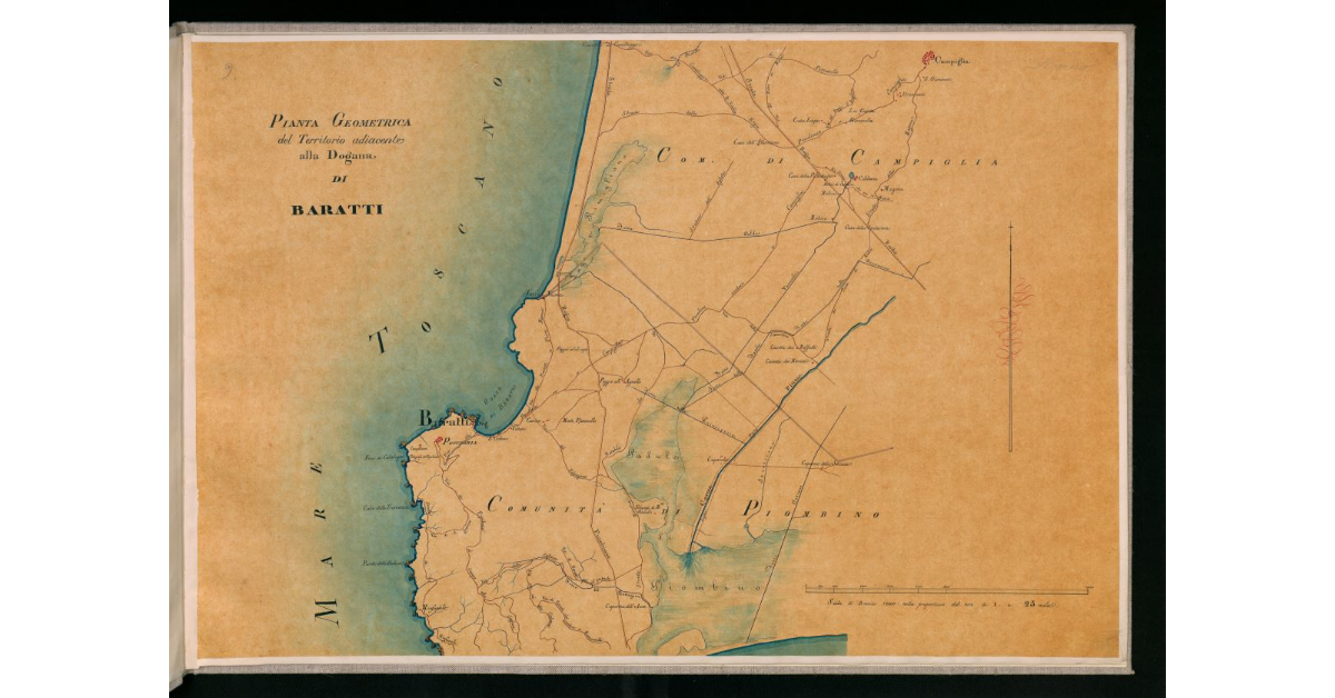 Pianta geometrica del territorio adiacente alla dogana di Baratti