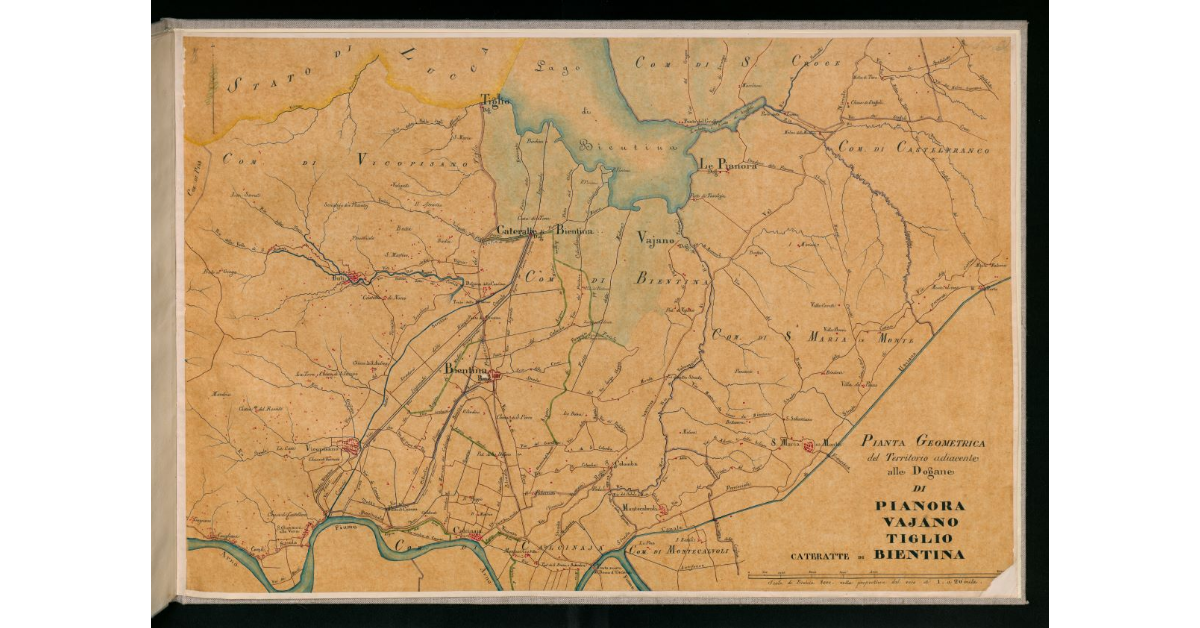 Pianta geometrica del territorio adiacente alle dogane di Pianora, Vajano, Tiglio, Cateratte di Bientina