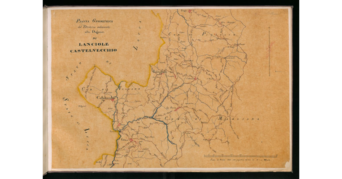 Pianta geometrica del territorio adiacente alle dogane di Lanciole, Castelvecchio