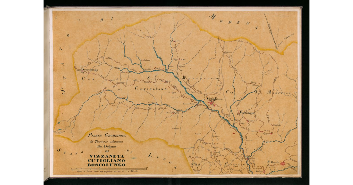 Pianta geometrica del territorio adiacente alle dogane di Vizzaneta, Cutigliano, Boscolungo