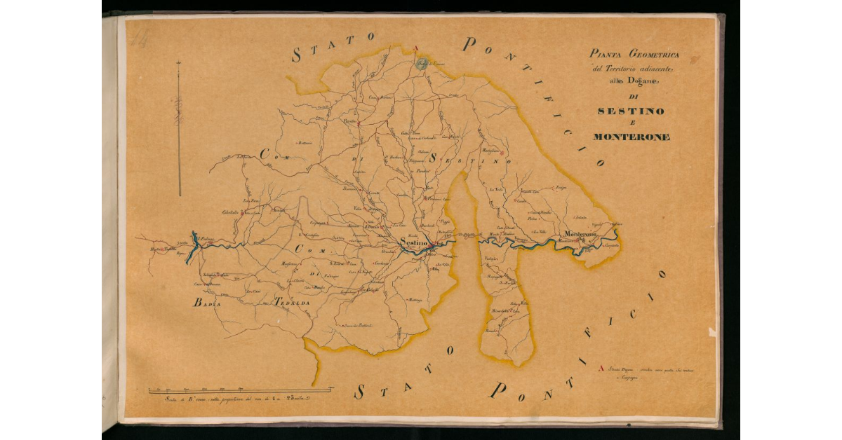 Pianta geometrica del territorio adiacente alle dogane di Sestino e Monterone