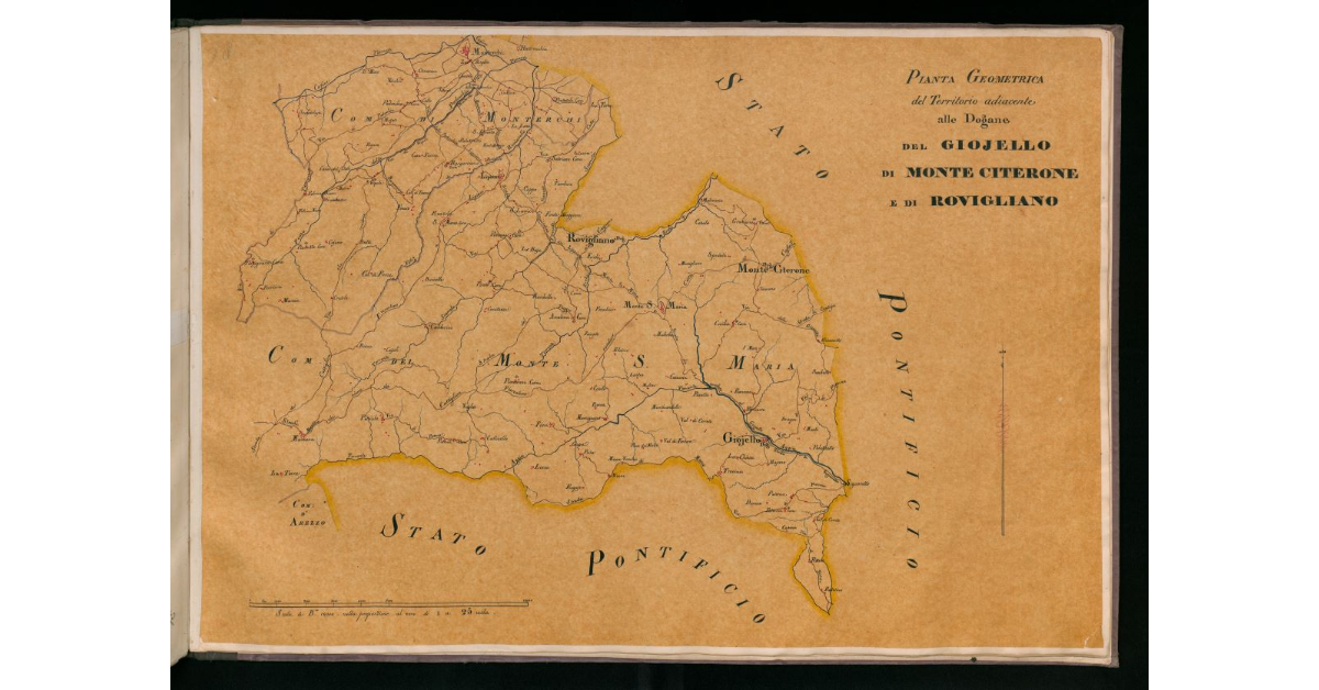 Pianta geometrica del territorio adiacente alle dogane del Giojello, di Monte Citerone e di Rovigliano