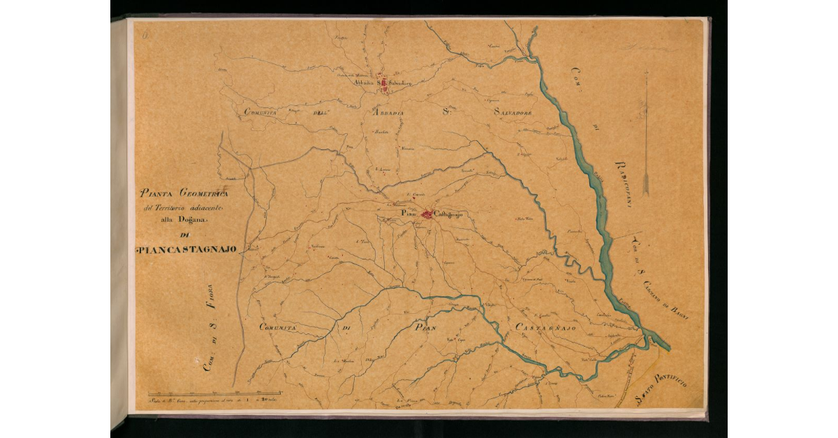 Pianta geometrica del territorio adiacente alla dogana di Piancastagnajo