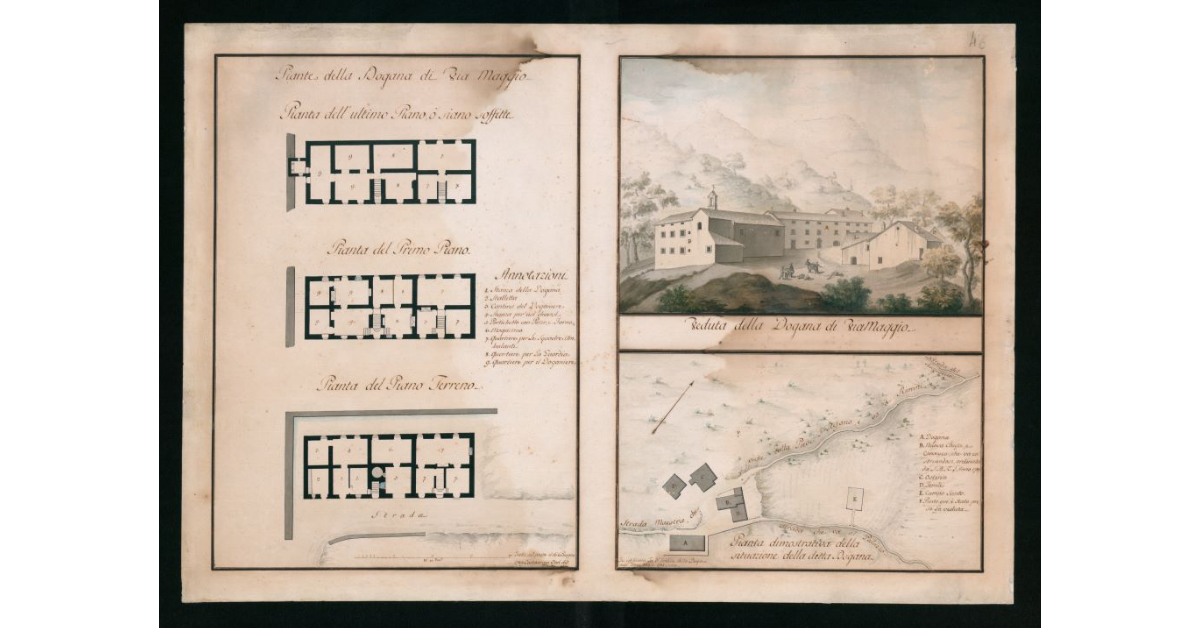 [Piante e veduta "della Dogana di Via Maggio"]