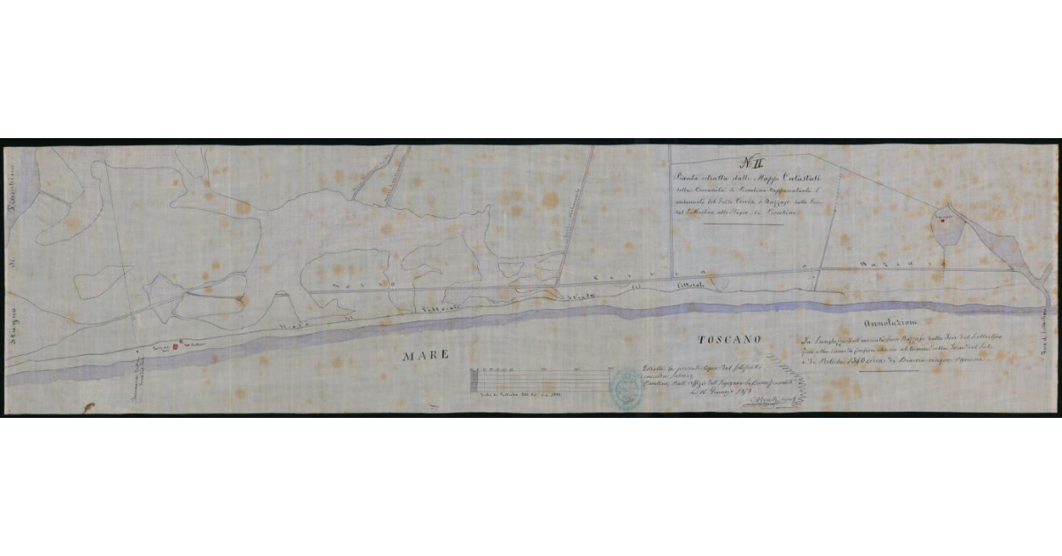 [Mappa del litorale piombinese "rappresentante l'andamento del fosso Cervia e Razzajo dalla foce di S.Martino allo Stagno di Piombino"]