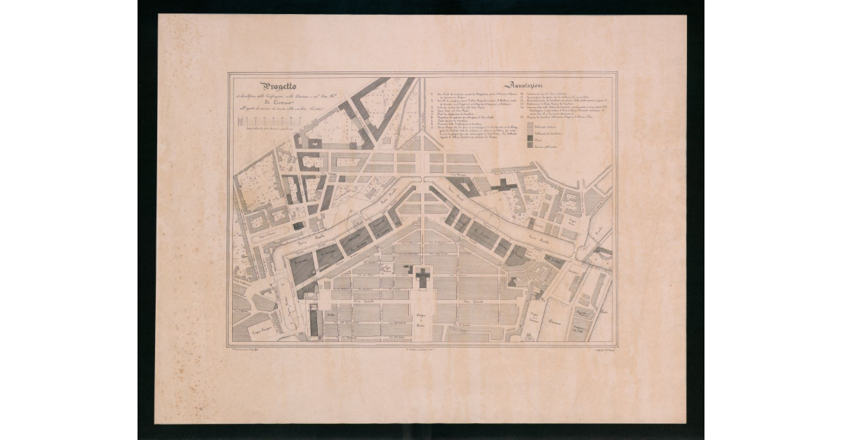 Progetto di demolizione delle Fortificazioni sulla Darsena e sul Fosso Reale di Livorno all'oggetto di riunire la nuova alla vecchia Città