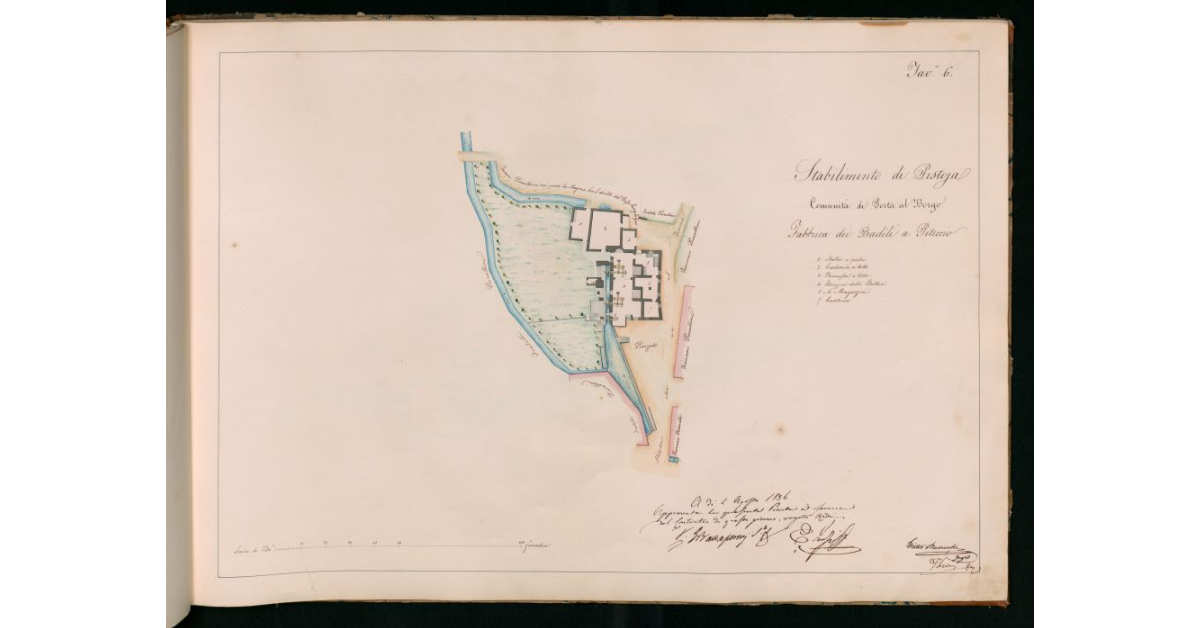 Tav.6 - Stabilimento di Pistoia. Comunità di Porta al Borgo. Fabbrica del Badili a Piteccio