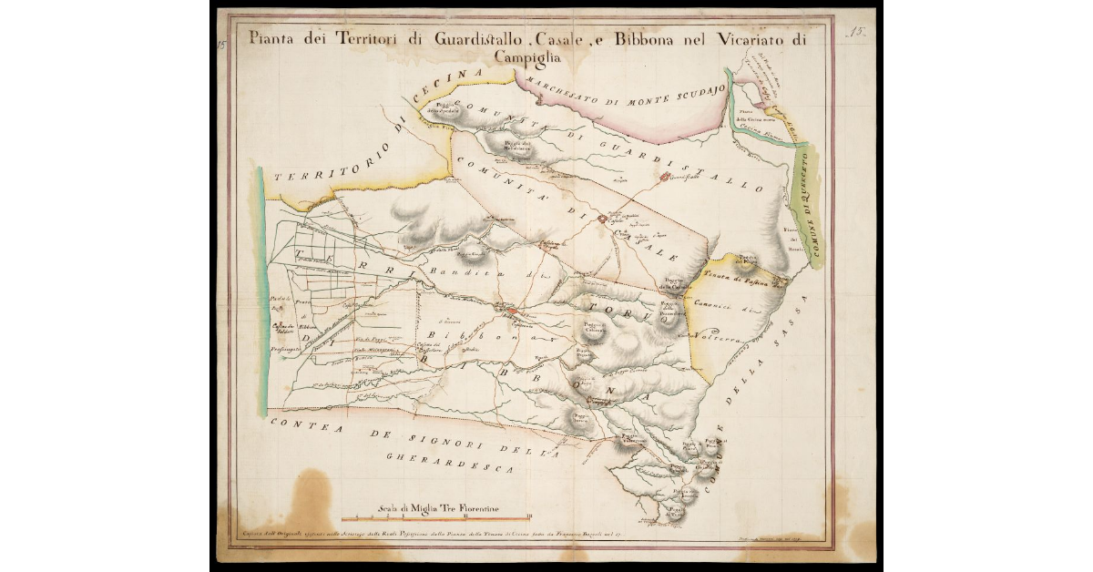 Pianta dei territori di Guardistallo, Casale, e Bibbona nel Vicariato di Campiglia