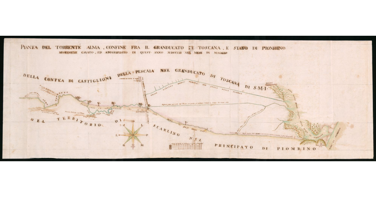 Pianta del Torrente Alma, confine tra il Granducato di Toscana, e Stato di Piombino nuovamente cavato, ed addirizzato in quest'anno MDCCLXI nel mese di Maggio