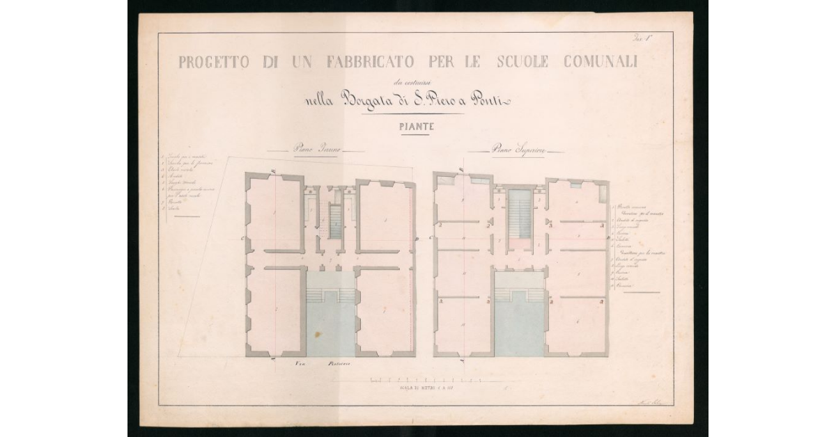 Tav.1 - Progetto di un fabbricato per le Scuole Comunali da costruirsi nella Borgata di S.Piero a Ponti