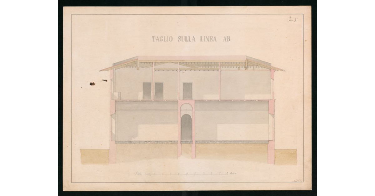Tav.3 - Taglio sulla linea AB della Scuola da costruire a S.Piero a Ponti