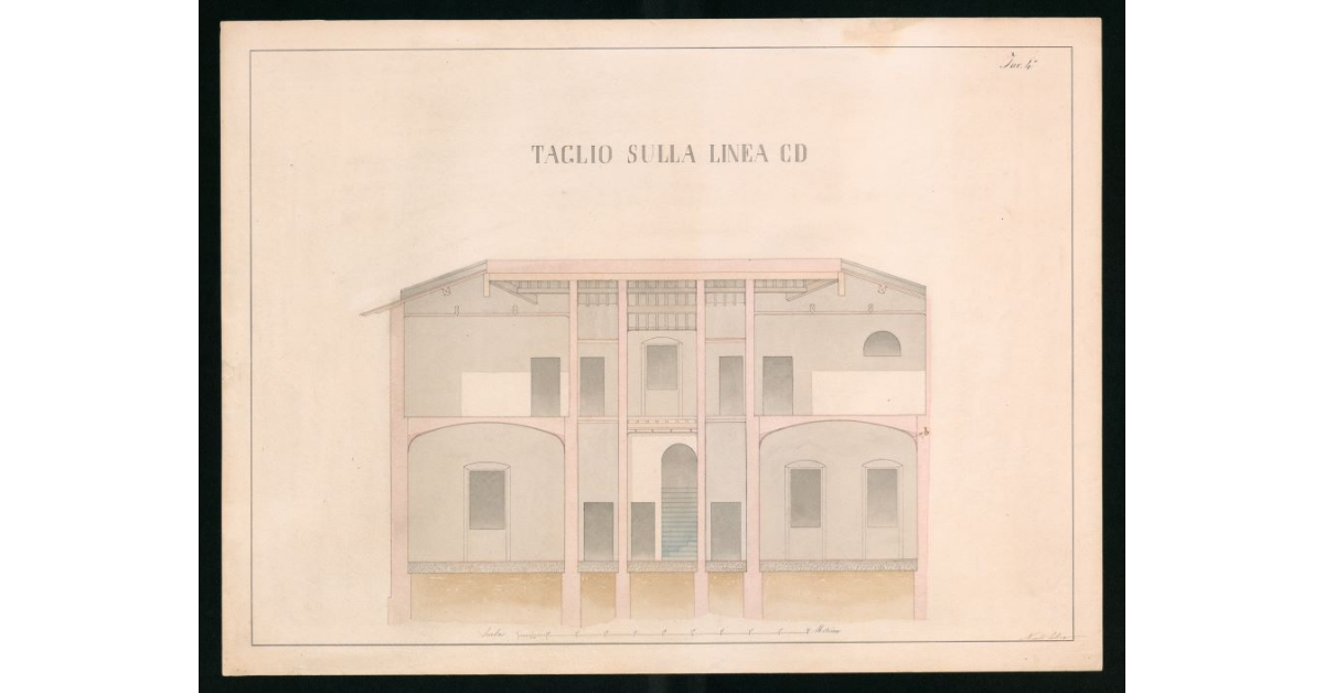 Tav.4 - Taglio sulla linea CD della Scuola da costruire a S.Piero a Porta