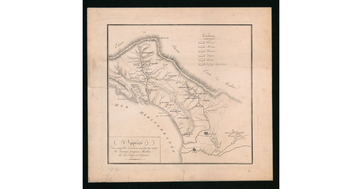 Appercu des nuisibles Enclaves existantes entre la Toscane, Lucques, Modène, les Ex Fiefs, et le Génois