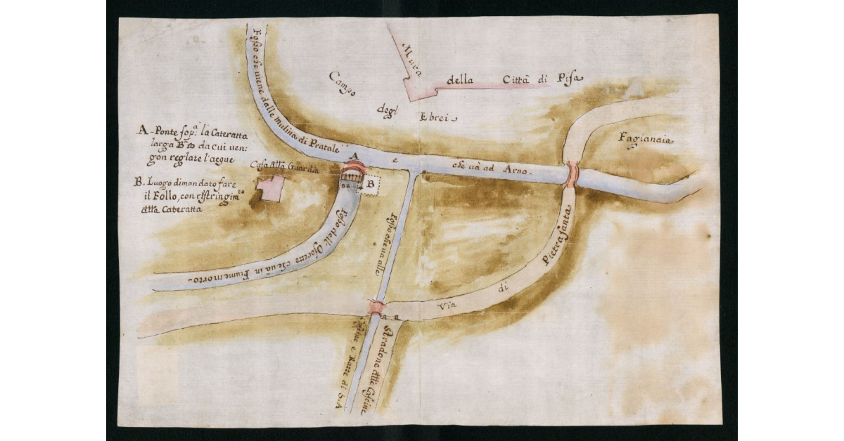 [Mappa dei fossi contigui alla Città di Pisa nel settore nord-occidentale]