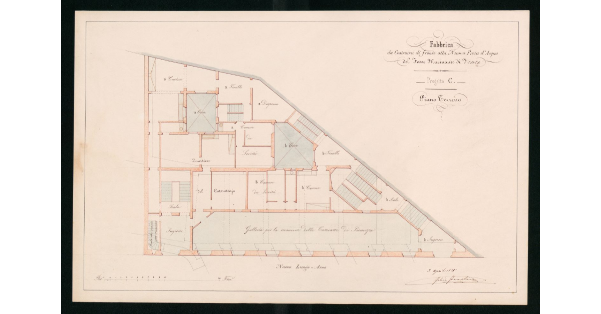 Progetto C. Fabbrica da costruirsi di fronte alla Nuova Presa d'Acqua del Fosso Macinante di Firenze. Piano terreno