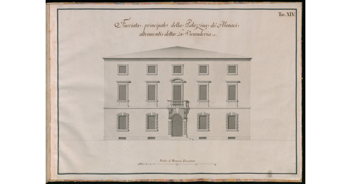 Facciata principale della Palazzina de' Monaci altrimenti detta la Vivanderia