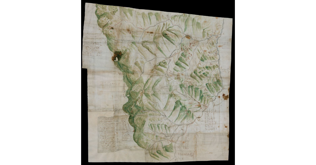 [Carta dell'alto Casentino dall'Appennino fino al fiume Arno e alla confluenza con il torrente Staggia]