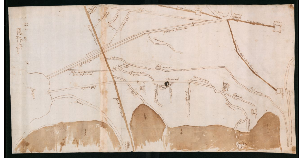 [Carta schematica del settore della Pianura Pisana contiguo al nuovo Fosso delle Fornacette da Cascina al Padule di Stagno]