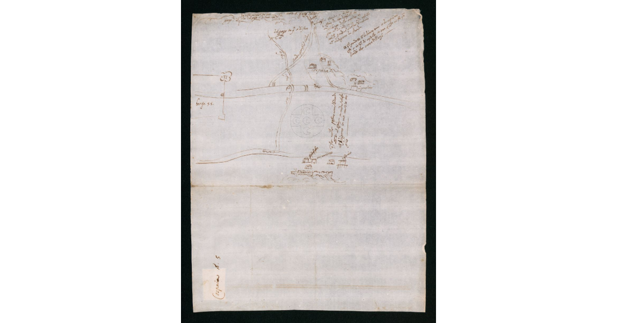 [Disegno schematico del territorio compreso tra la città di Sansepolcro e la villa di Cospaia]