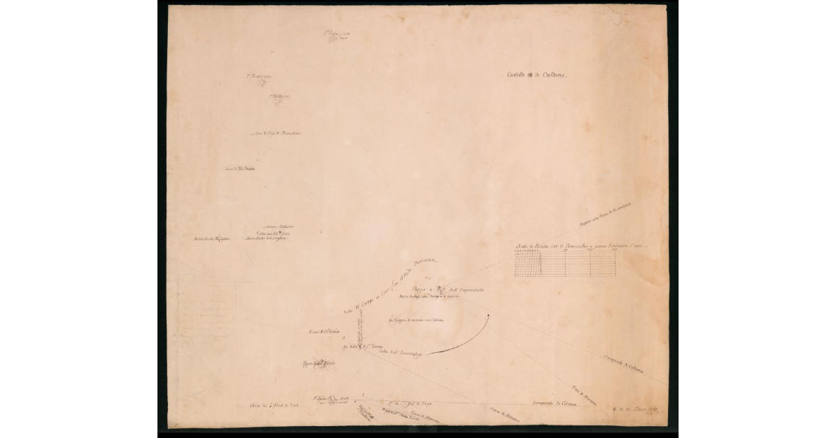 [Sbozzo di carta confinaria tra gli Stati di Piombino e di Toscana nella vane dell'Alma in Maremma]