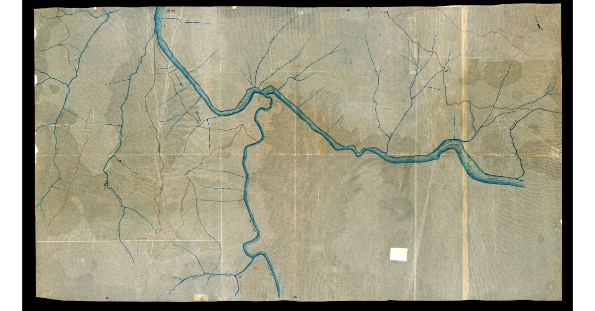 [Mappa di un tratto del corso del fiume Bisenzio nel territorio di Vernio]