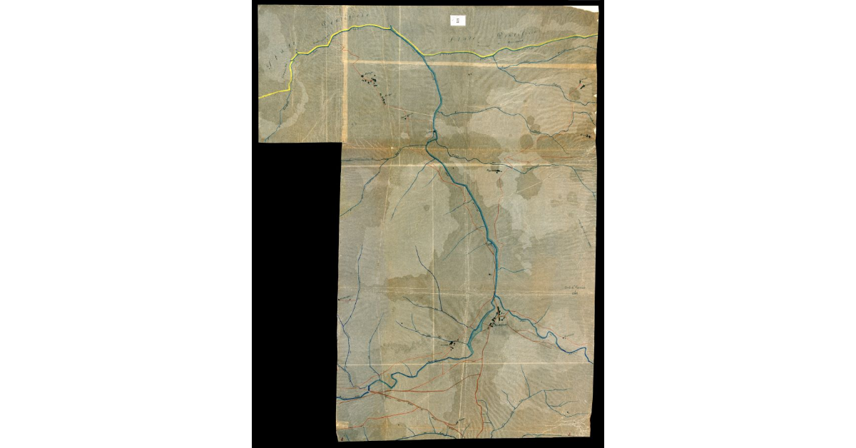 [Mappa di un tratto del corso del fiume Setta nel territorio di Montepiano di Vernio]