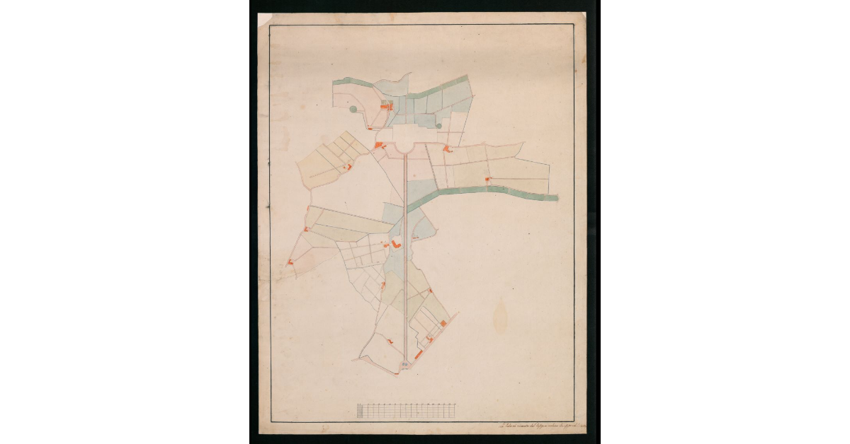 [Sbozzo di carta topografica della fattoria del Poggio Imperiale con i suoi poderi]