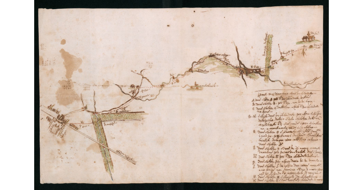 [Carta del "condotto d'acqua" dal Rio di Carmignano alla villa medicea del Poggio a Caiano]