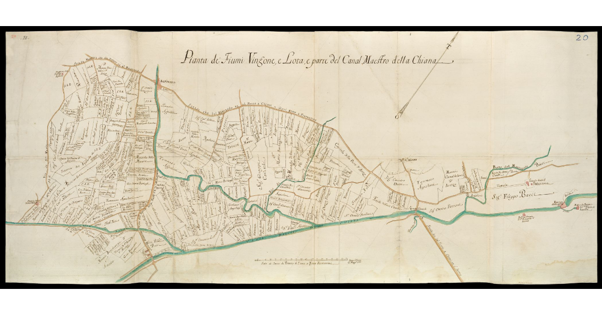 Pianta de' Fiumi Vingone, e Lota, e parte del Canal Maestro della Chiana