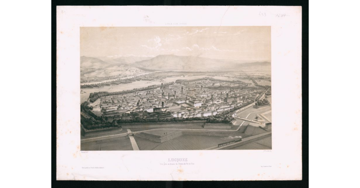 Lucques. Vue prise au dessus du Chemin de Fer de Pise