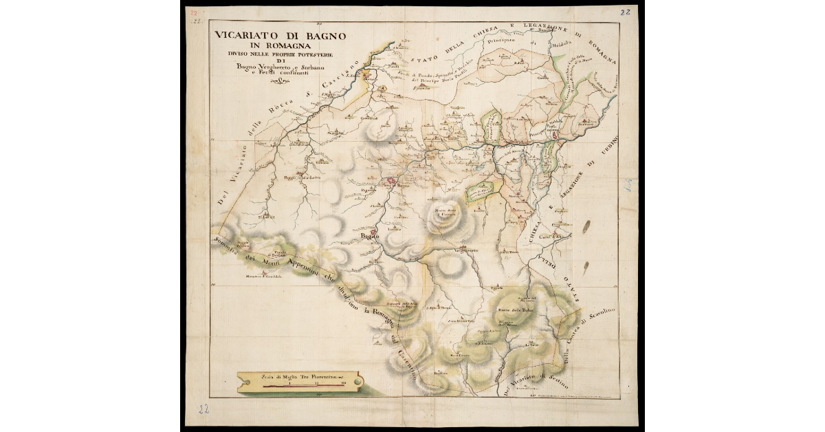 Vicariato di Bagno in Romagna diviso nelle proprie potesterie di Bagno, Verghereto, e Sorbano e Feudi confinanti