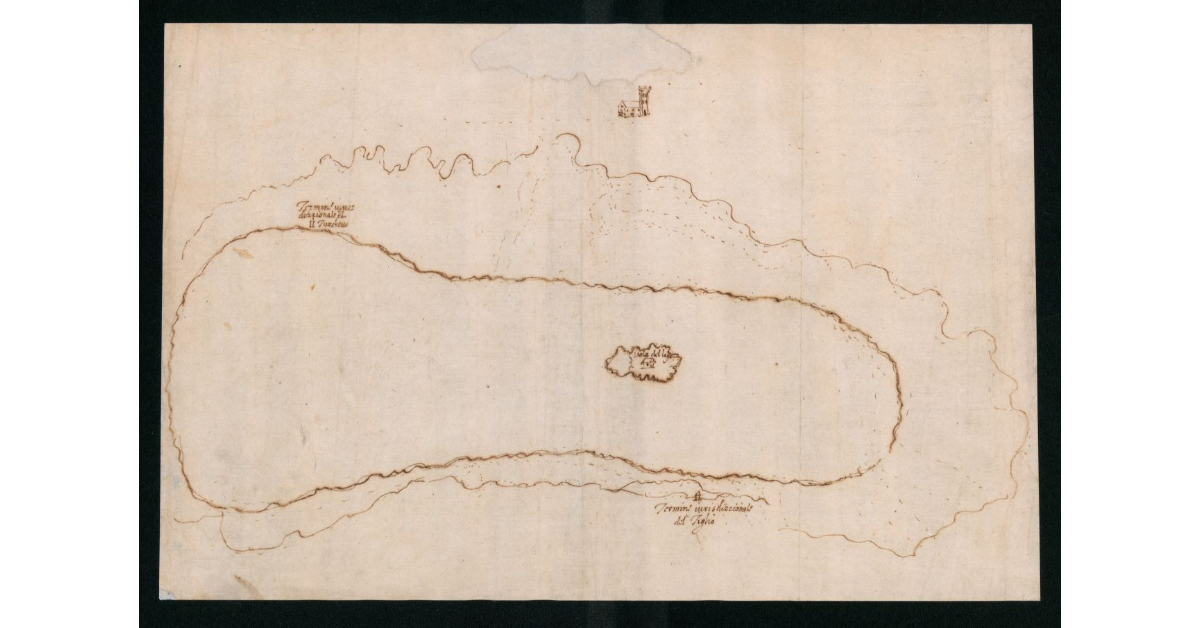 [Disegno schematico del contorno del lago di Bientina]