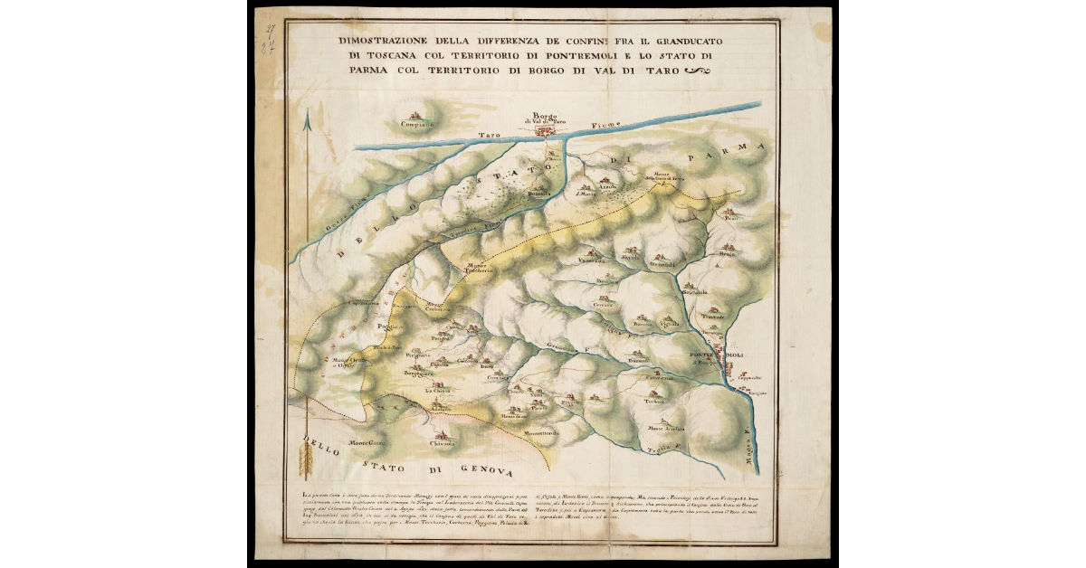 Dimostrazione della differenza de confini fra il Granducato di Toscana col territorio di Pontremoli e lo Stato di Parma col territorio di Borgo di Val di Taro