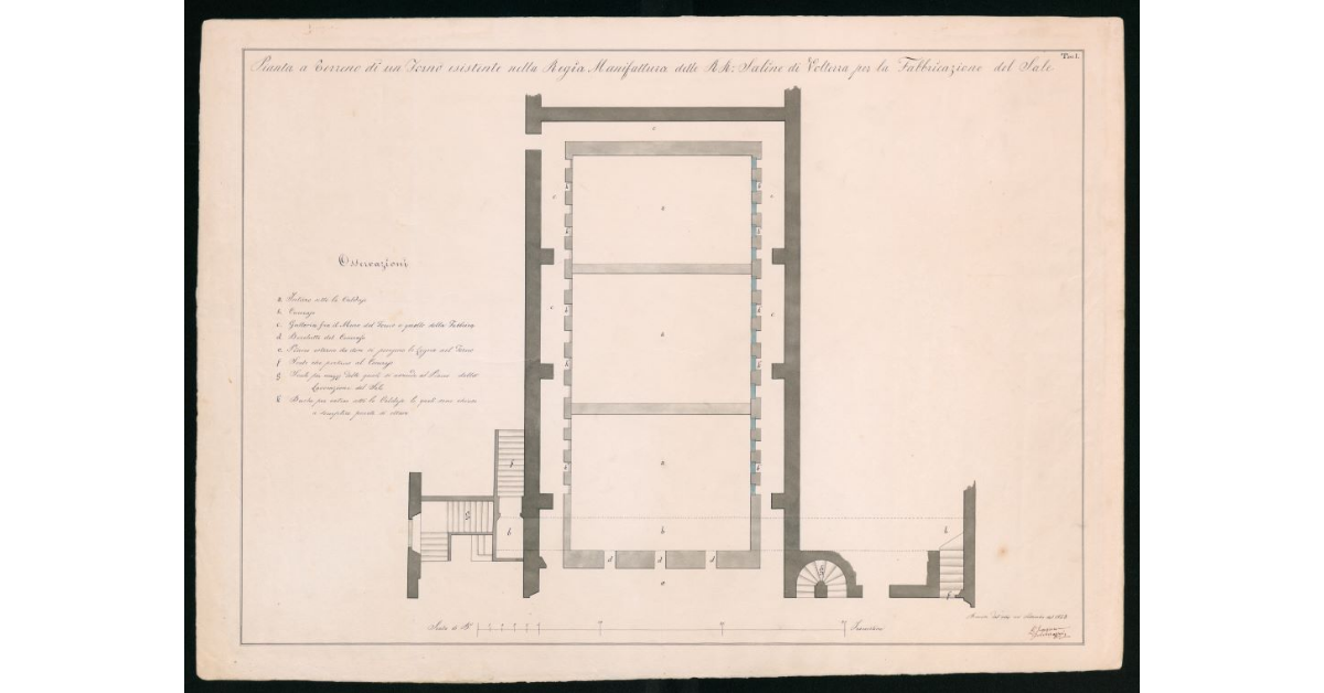 Pianta a terreno di un forno esistente nella R.Manifattura delle RR.Saline di Volterra per la fabbricazione del sale