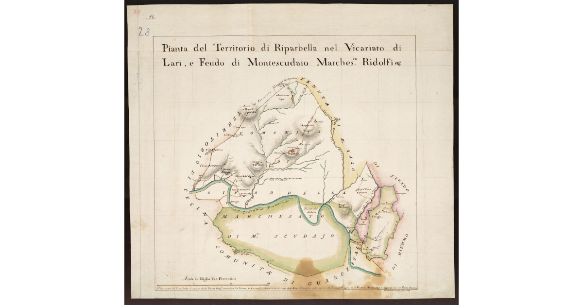 Pianta del Territorio di Riparbella nel Vicariato di Lari, e Feudo di Montescudaio Marches.to Ridolfi