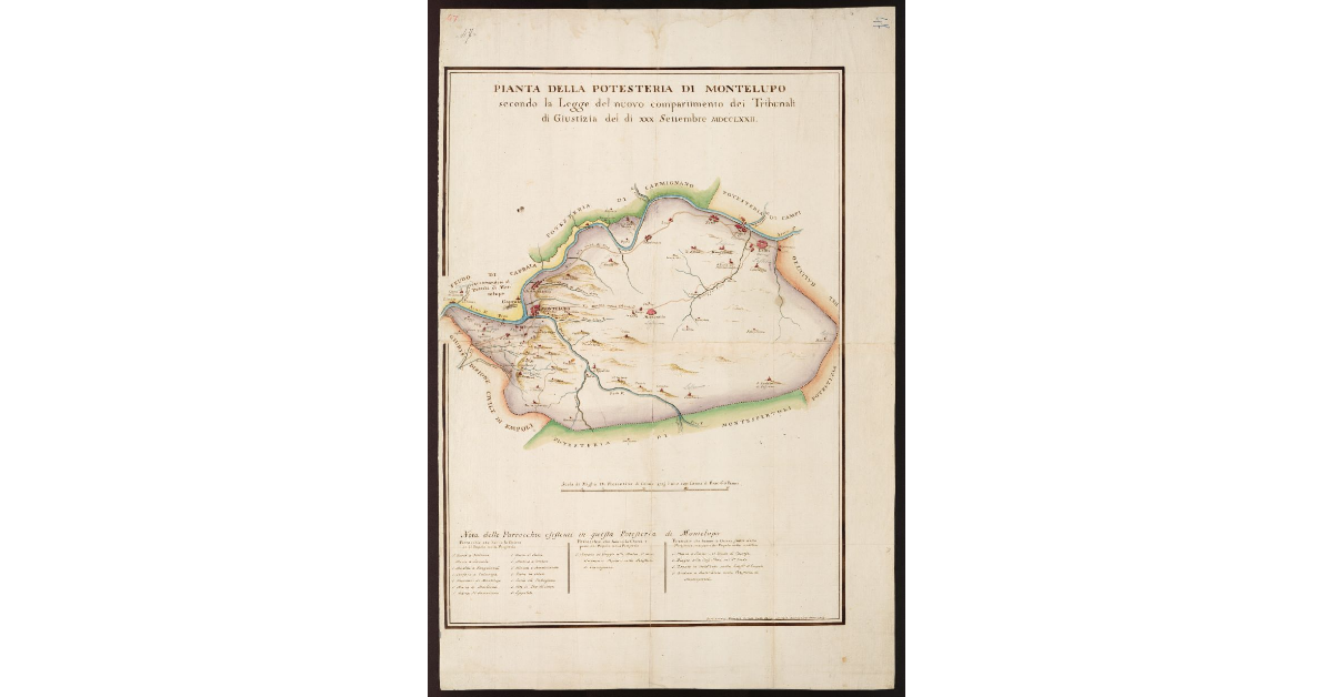Pianta della Potesteria di Montelupo secondo la Legge del nuovo Compartimento dei Tribunali di Giustizia del dì XXX Settembre MDCCLXXII