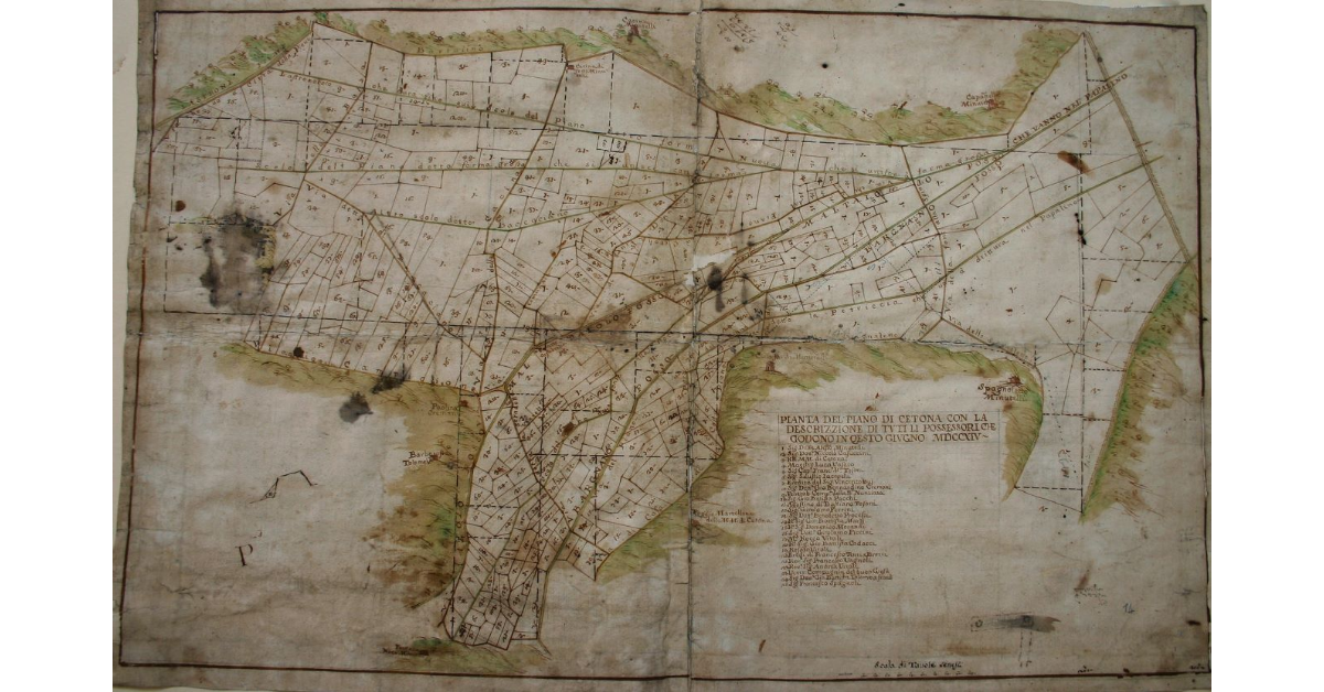 Pianta del Piano di Cetona con la Descrizzione di tutti li Possessori che godono in questo giugno MDCCXIV