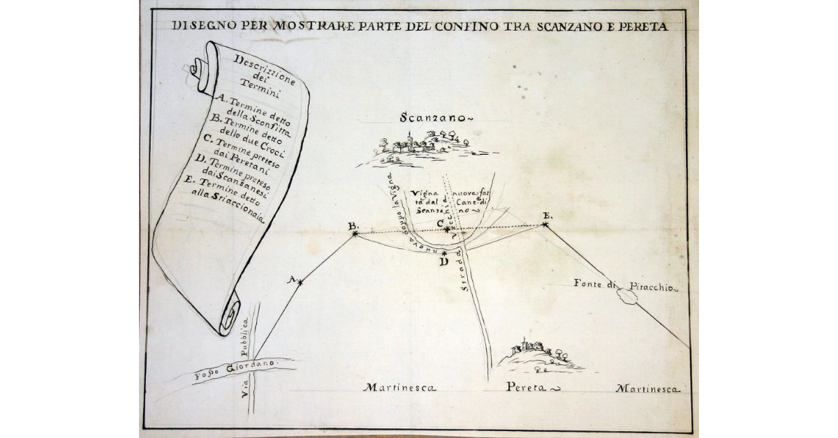 Disegno per mostrare parte del confino tra Scansano e Pereta