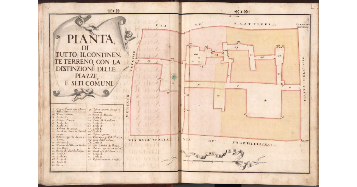 Pianta di tutto il continente terreno, con la distinzione delle piazze, e siti comuni