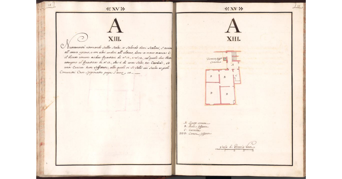 [Pianta del quartiere n. 13 del Ghetto di Firenze]