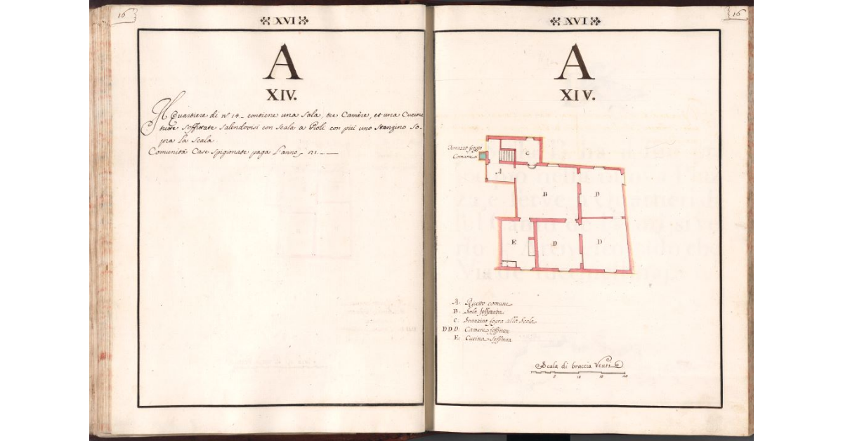 [Pianta del quartiere n. 14 del Ghetto di Firenze]