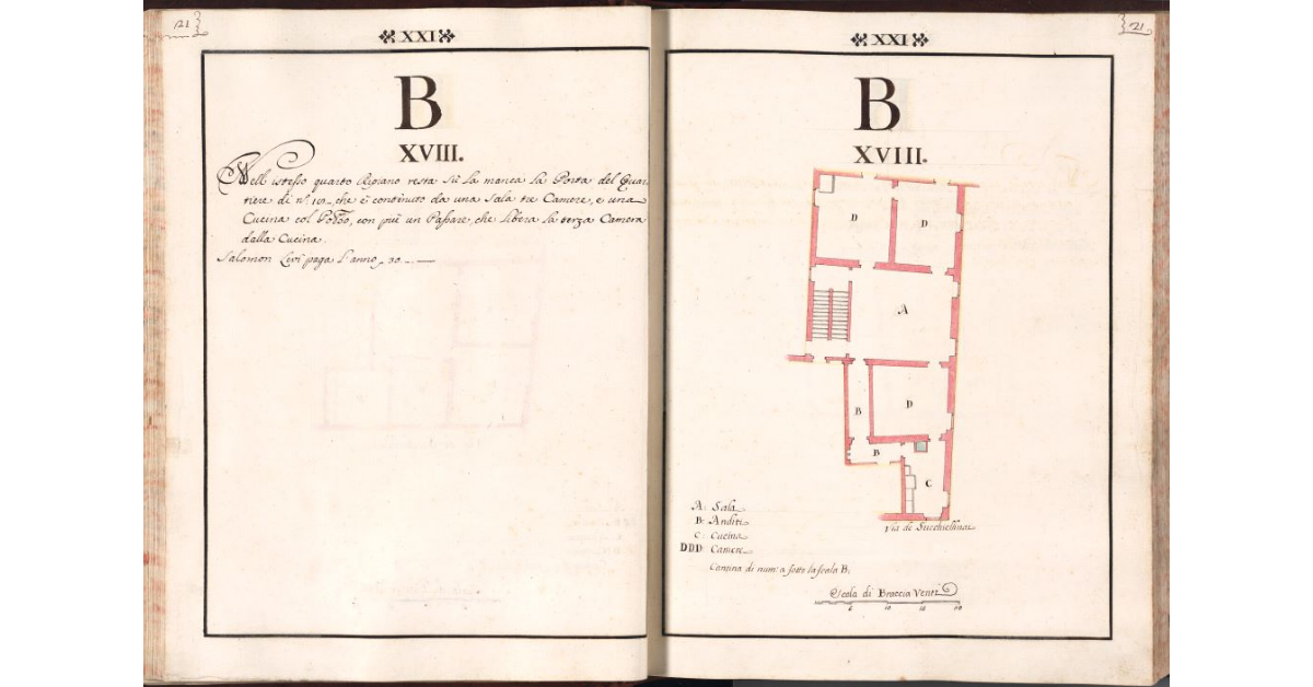 [Pianta del quartiere n. 18 del Ghetto di Firenze]