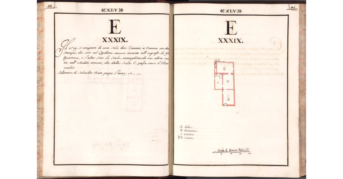 [Pianta del quartiere n. 39 del Ghetto di Firenze]