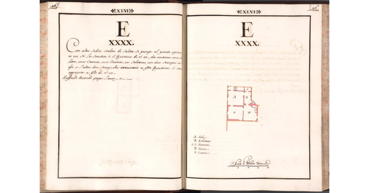 [Pianta del quartiere n. 40 del Ghetto di Firenze]