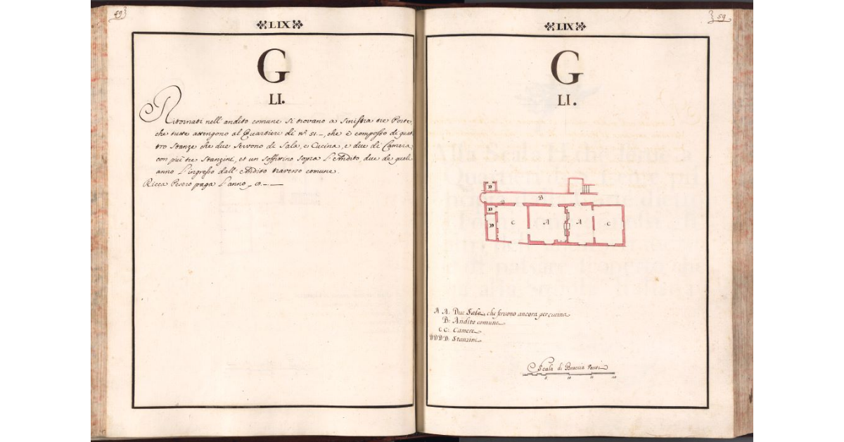 [Pianta del quartiere n. 51 del Ghetto di Firenze]