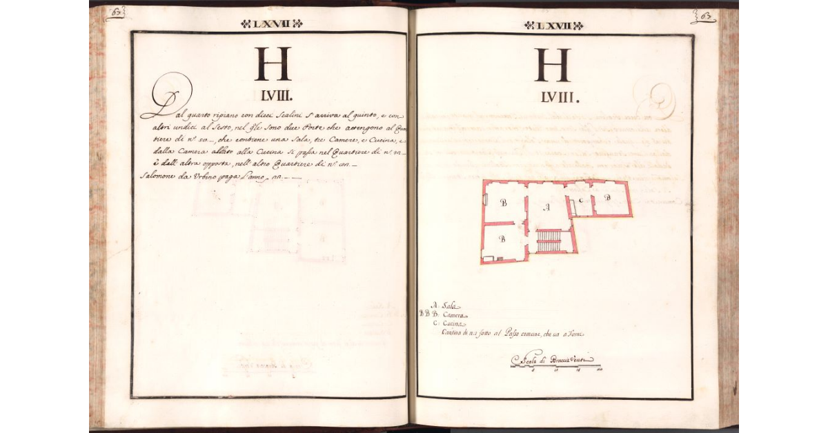 [Pianta del quartiere n. 58 del Ghetto di Firenze]