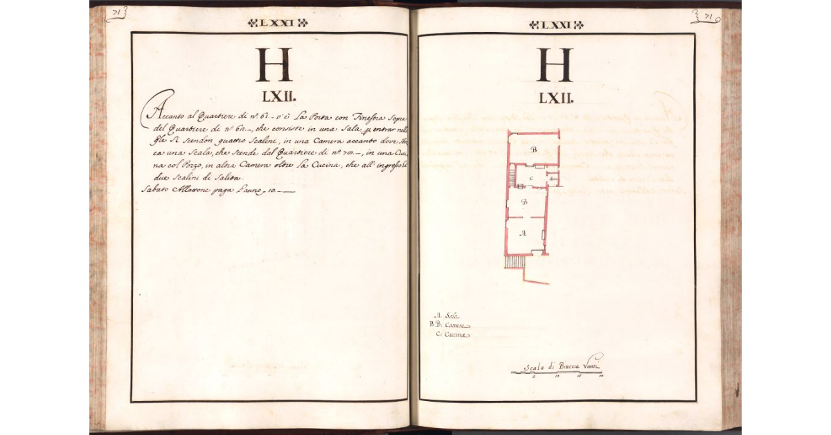 [Pianta del quartiere n. 62 del Ghetto di Firenze]
